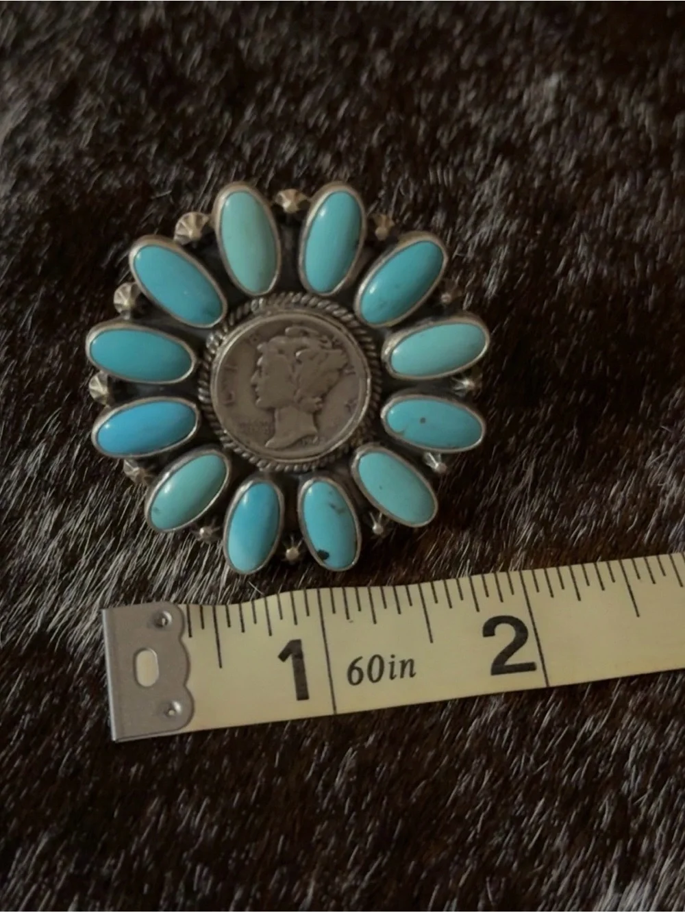 Turquoise & Sterling Multi Stone Ring, 1942 Dime